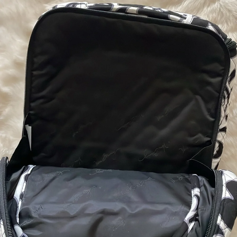 Black & White Vera Bradley Large Backpack Laptop Sleeve Tote